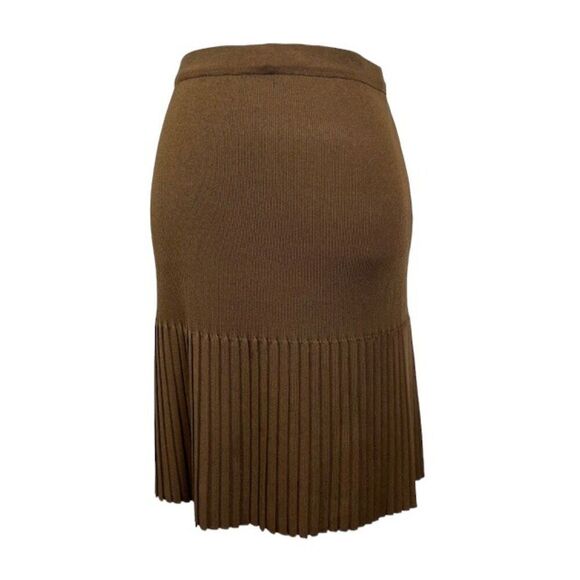Exclusively Misook Vintage Golden Brown Pleated Skirt Pull On Size Medium - Picture 1 of 7